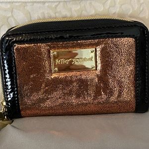 Betsey Johnson clutch wallet wristlet metallic